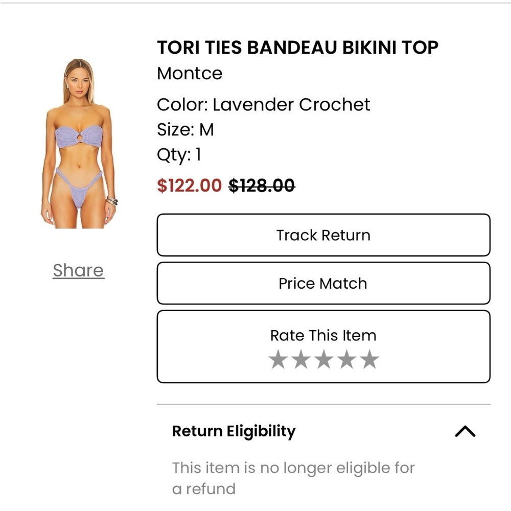 Montce Lavender Crochet Bandeau Bikini Top